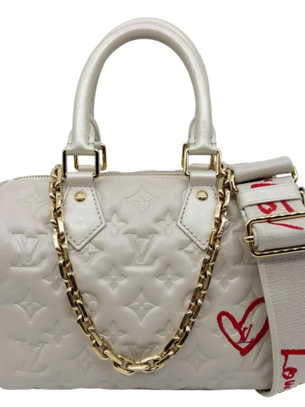 Louis Vuitton Speedy 22 Bandouliere Fall In Love Monogram Leather Shoulder Bag